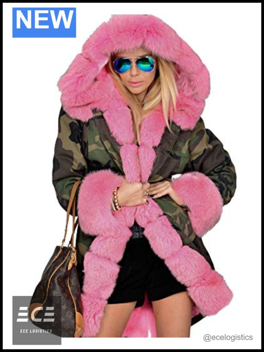Womens Hooded Faux Fur Lined Warm Winter Long Coat Parka